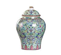 Urne di cremazione in ceramica di lusso retrò per ceneri umane Urna sigillata di grandi dimensioni per adulti per cani e gatti, ricordo commemorativo per la decorazione domestica 20x13.5cm green