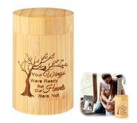 Urne in legno per ceneri umane, piccole urne per ceneri umane, ricordo con albero e parola dei desideri, splendidamente urna in legno 7,6 x 5,1 cm, urna per umani o ceneri di animali domestici