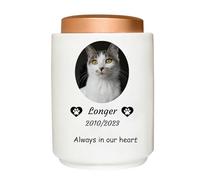 Urne per animali domestici per le ceneri dei gatti, Urna di gatto personalizzata per cenere, Ceramica Pet Cremazione Urns Cat Memorial Urns,Bianca