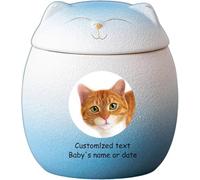Urne per Ceneri per Gatti Personalizzate, Urne per Animali Domestici Personalizzate per Ceneri di Gatti Urna in Ceramica A Forma di Gatto Urne per Cremazione per Animali Do, Blue White, Little