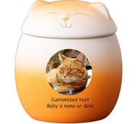 Urne per Ceneri per Gatti Personalizzate, Urne per Animali Domestici Personalizzate per Ceneri di Gatti Urna in Ceramica A Forma di Gatto Urne per Cremazione per Animali Do, Orange White, Little