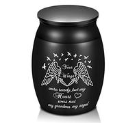 Urne per ceneri umane, 4,1 cm, piccole urne di cremazione, funerale per sepoltura umana, ricordo delle urne, le tue ali erano pronte, ma il mio cuore era non nero, onora tua nonna con urna artigianale