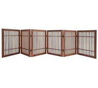 Urnporium - Cancello per cani da compagnia, resistente e durevole, autoportante, pieghevole, in legno di acacia, portatile, per interni o esterni, di Urnporium (cancello marrone per animali domestici,