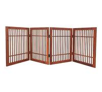 Urnporium Cancello per cani per animali domestici, forte e durevole, 4 pannelli in legno massello di acacia, pieghevole, per interni o esterni