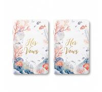 Urnseh Set di libri di voto di matrimonio per lui e per lei, per cerimonia a tema spiaggia, oceano nautico, conchiglie dorate, libro dei voti degli sposi e degli sposi, carta spessa resistente alle