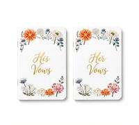 Urnseh Set di libri per i voti di nozze per lui e per lei, per cerimonia di matrimonio floreale, libro dei voti degli sposi e degli sposi, carta spessa resistente alle sbavature, 28 pagine a righe, 15