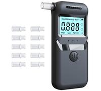 UroClysmic Etilometro Portatile Certificato, Alcol Test con Display LCD Blu Digitale,Tester di Alcool Precisione di Grado, con 10 Bocchini Sostituibili, per Uso Domestico e Test Personali