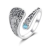 URONE Anello con albero della vita, in argento Sterling 925, turchese, con albero della vita, per donne, madri, mogli, sorelle, dimensioni 52 mm a 57 mm