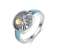 URONE Anello da montagna, in argento Sterling 925, con sigillo di sole, turchese, ideale come regalo per sciatori, escursionisti, campeggiatori, scalatori e amanti della natura #9