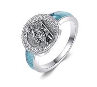 URONE Anello di San Cristoforo in argento sterling 925 con sigillo dell'Arcangelo Cristoforo gioielli religiosi regalo per donne e uomini #10