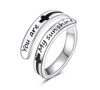 URONE Anello ispiratore regolabile in argento Sterling One Day at a Time/This Too Shall Pass/You Are My Sunshine, gioiello ispiratore, regalo per donne e uomini, Argento sterling, Nessuna pietra