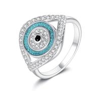 URONE Anello malvagio in argento sterling 925 turchese cattivo sguardo pollice anelli anelli blu occhi gioielli regali per uomini e donne #7