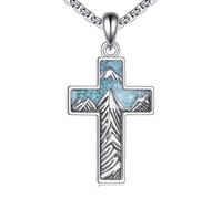 URONE Collana a croce in argento Sterling con ciondolo a forma di crocifisso, gioielli religiosi, regalo per uomini e donne, 26 mm, Non pietra preziosa