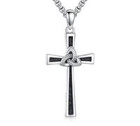URONE Collana a croce in argento Sterling con nodo celtico della trinità, ciondolo a forma di croce nera, gioielli religiosi, regali per donne e uomini