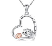 URONE Collana a forma di riccio, in argento Sterling 925, con ciondolo a forma di cuore, per donne