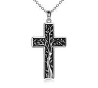 URONE Collana con albero della vita, in argento sterling con croce religiosa/stella di Davide/Hamsa mano ciondolo gioielli regalo per le donne