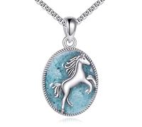 URONE Collana con ciondolo a forma di cavallo, in argento Sterling 925, turchese, idea regalo per donne e uomini, amanti dei cavalli, Argento sterling, Nessuna pietra preziosa