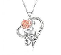 URONE Collana con ciondolo a forma di cuore con motivo fantasma dell'opera, in argento Sterling 925, con maschera a forma di nota musicale, gioiello da donna