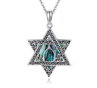 URONE Collana con ciondolo a forma di stella di David, in argento Sterling 925, con stella di David, Argento sterling, Nessuna pietra preziosa