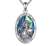 URONE Collana con ciondolo a medaglione di San Giovanna di Orleans, in argento Sterling 925, con San Giovanna di Orlean, gioielli religiosi, regalo per donne e uomini