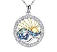 URONE Collana con onde, in argento Sterling 925, con ciondolo a forma di oceano, da spiaggia, da donna