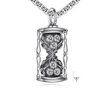 URONE Collana con urna a clessidra per cenere, in argento sterling 925, con clessidra, con ciondolo a forma di margherita, cenere, Nessuna pietra preziosa