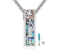URONE Collana con urne di rose, in argento Sterling 925, con fiore di rosa, 3D, con ciondolo a forma di cenere, per uomo e donna