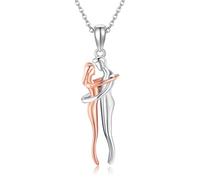 URONE Collana in argento Sterling 925 con ciondolo a forma di coppia che abbraccia, per San Valentino, anniversario, gioielli per donne, mogli, amanti lui e lei, Argento sterling, Non pietra preziosa