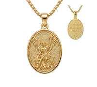 URONE Collana in argento Sterling 925 con ciondolo dell'Arcangelo Michael | Collana placcata in oro giallo con ciondolo Arcangelo Michele, per uomo e donna, gioiello religioso cattolico