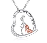 URONE Collana per cani in argento sterling 925 con ciondolo a forma di cuore per animali domestici gioielli da donna