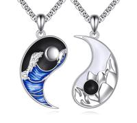 URONE Coppia di collane in argento Sterling Yin Yang, ciondolo per lui e per lei, regalo per coppie, compleanno, anniversario, San Valentino e Natale