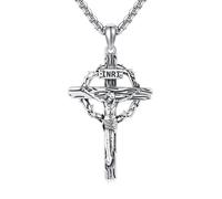 URONE Crocifisso Gesù Collana in argento Sterling Crocifisso Crocifisso Crocifisso Collana con ciondolo di protezione gioielli regalo per uomo