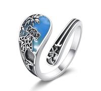 URONE Hammerhead, anello a forma di squalo in argento Sterling 925, con testa di martello e palma, regolabile, gioiello per donne amanti dello squalo