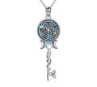 URONE Hekate, collana con ciondolo a forma di dea della luna, in argento Sterling 925, con pietra di luna, con ciondolo a forma di serpente