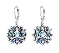 URONE Lotus Orecchini in argento 925 Lotus Orecchini pendenti con pietra di luna goccia orecchini a goccia di loto fiore gioielli regalo per donna