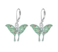 URONE Luna - Orecchini a forma di falena, in argento Sterling 925, con motivo a farfalla, per donne