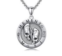 URONE Memento Mori - Collana in argento sterling 925, con ciondolo a forma di teschio, per uomini e donne, Nessuna pietra preziosa