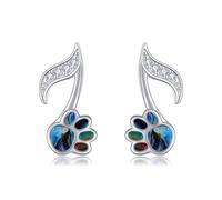URONE Orecchini con note musicali, in argento 925, con note musicali, con scritta in lingua tedesca, Nessuna pietra preziosa