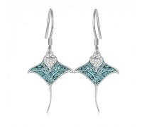 URONE Orecchini da donna a forma di razza spina, in argento sterling 925, turchese, manta, orecchini oceano, animali, regali per gli amanti delle razze