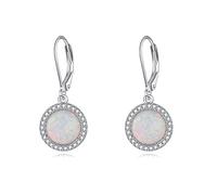 URONE Orecchini pendenti da donna in argento Sterling 925 con chiusura a monachella, orecchini a goccia in opale/agata muschio/pietra di luna/smeraldo verde, per donne e ragazze, Argento sterling