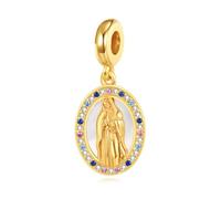 URONE Perline di fascino con la Vergine Maria per braccialetti in argento Sterling con rosario "Virgen de Guadalupe" Croce, gioielli da donna