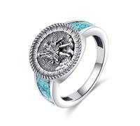 URONE San Miguel / Benedict/Cristóbal Anello in argento sterling 925 con sigillo dell'arcangelo, gioielleria religiosa, regalo per donne e uomini, 7-10