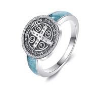 URONE Sankt Michael/Benedict/Christophorus, anello in argento sterling 925, con sigillo dell'arcangelo, regalo per donne e uomini, 7, Non pietra preziosa