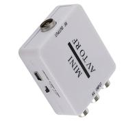 URPIZY Adattatore modulatore AV a RF per conversione segnale RCA/composito, connettore coassiale, supporta 67,25/61,25 MHz per TV, videoregistratore VHS e registratore DVD, plug and play, bianco