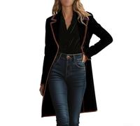URPIZY Blazer da uomo in velluto, stile retrò, lunghezza media, elegante | Morbido tessuto in velluto, dettagli dorati, per un design retrò, lunghezza media, per l'inverno