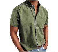 URPIZY Camicia casual da uomo a maniche corte con colletto rovesciato | Materiale non necessita di stiratura, taglio slim fit, traspirante, facile da pulire, ideale per il lavoro e il tempo libero