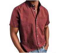 URPIZY Camicia casual da uomo a maniche corte con colletto rovesciato | Materiale non necessita di stiratura, taglio slim fit, traspirante, facile da pulire, ideale per il lavoro e il tempo libero
