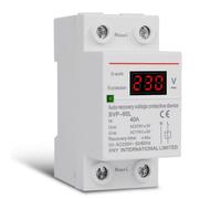 URPIZY Dispositivo automatico di protezione da sovratensione e sottotensione, 230 V, con ripristino automatico, carico 40 A, tempo di spegnimento, tempo di spegnimento < 1s, riavvio del relè, consumo