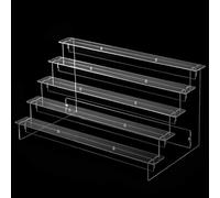 URPIZY Espositore acrilico a 25 livelli, vetrina di alta qualità per la decorazione di profumi e collezioni, supporto in acrilico a forma di scala (5 strati 40 cm)