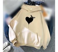 URPIZY Felpa casual con cappuccio con motivo a cuore, per vacanze e | Morbido materiale in pile, graziosa stampa a cuore, vestibilità regolare, ideale per il look